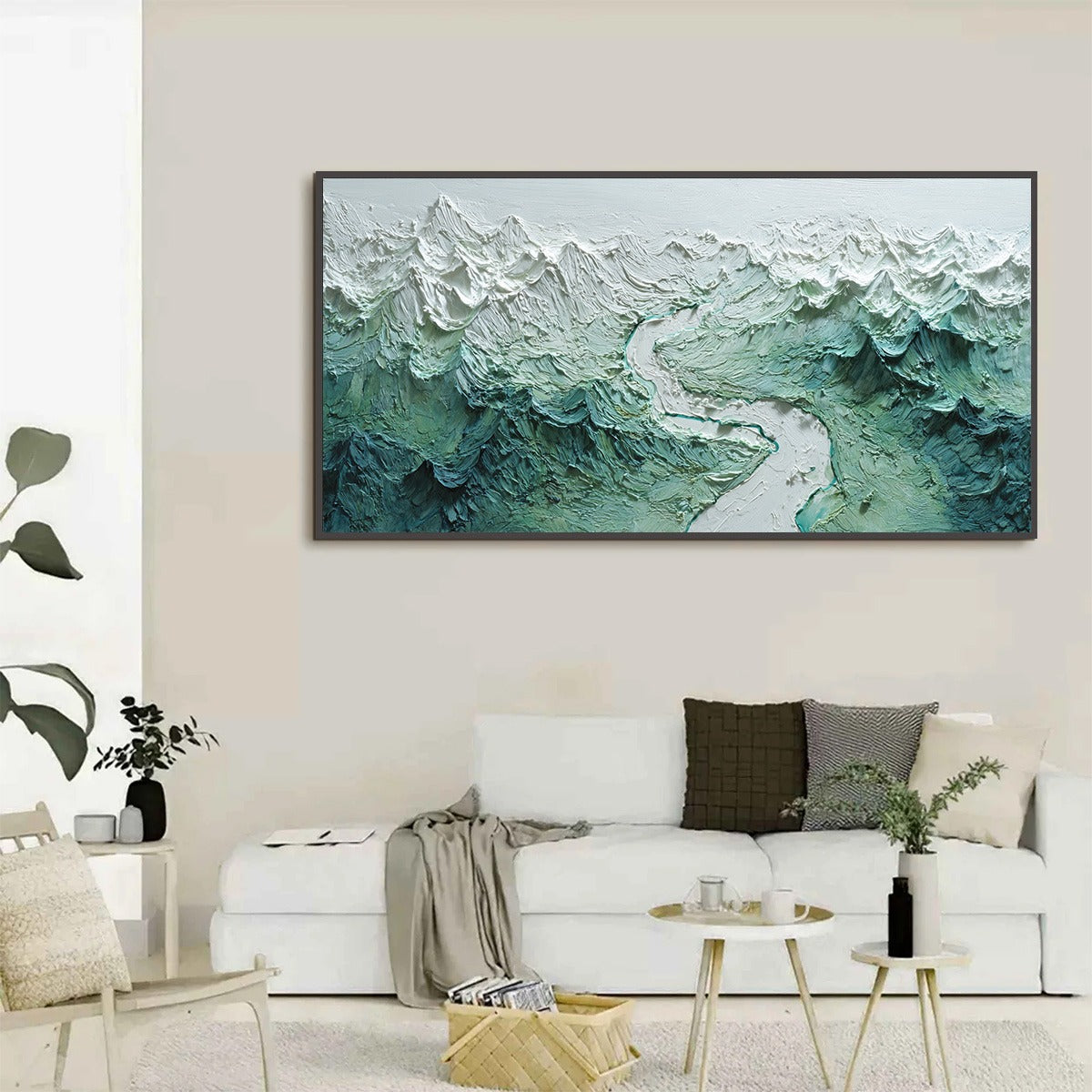 ALPINE CURRENT: Textured Impasto Mountain River Landscape