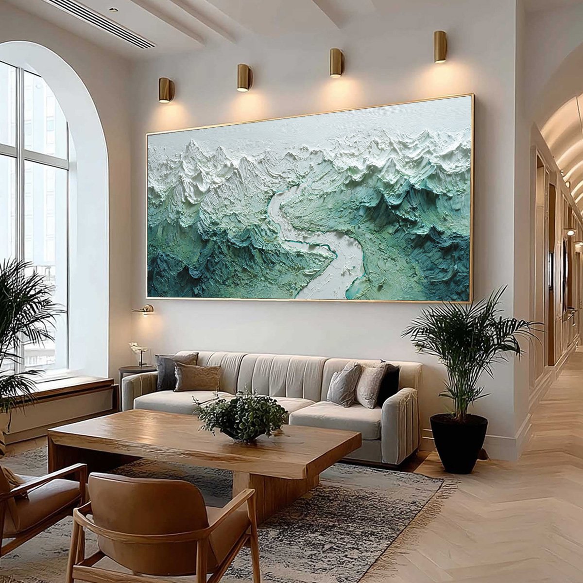ALPINE CURRENT: Textured Impasto Mountain River Landscape