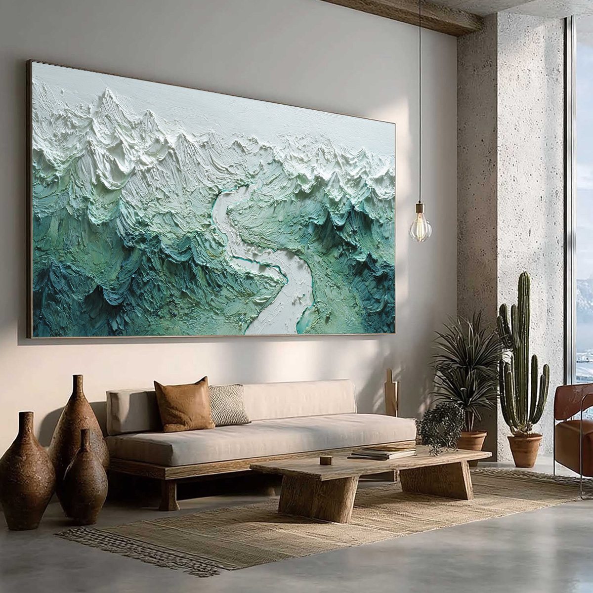 ALPINE CURRENT: Textured Impasto Mountain River Landscape