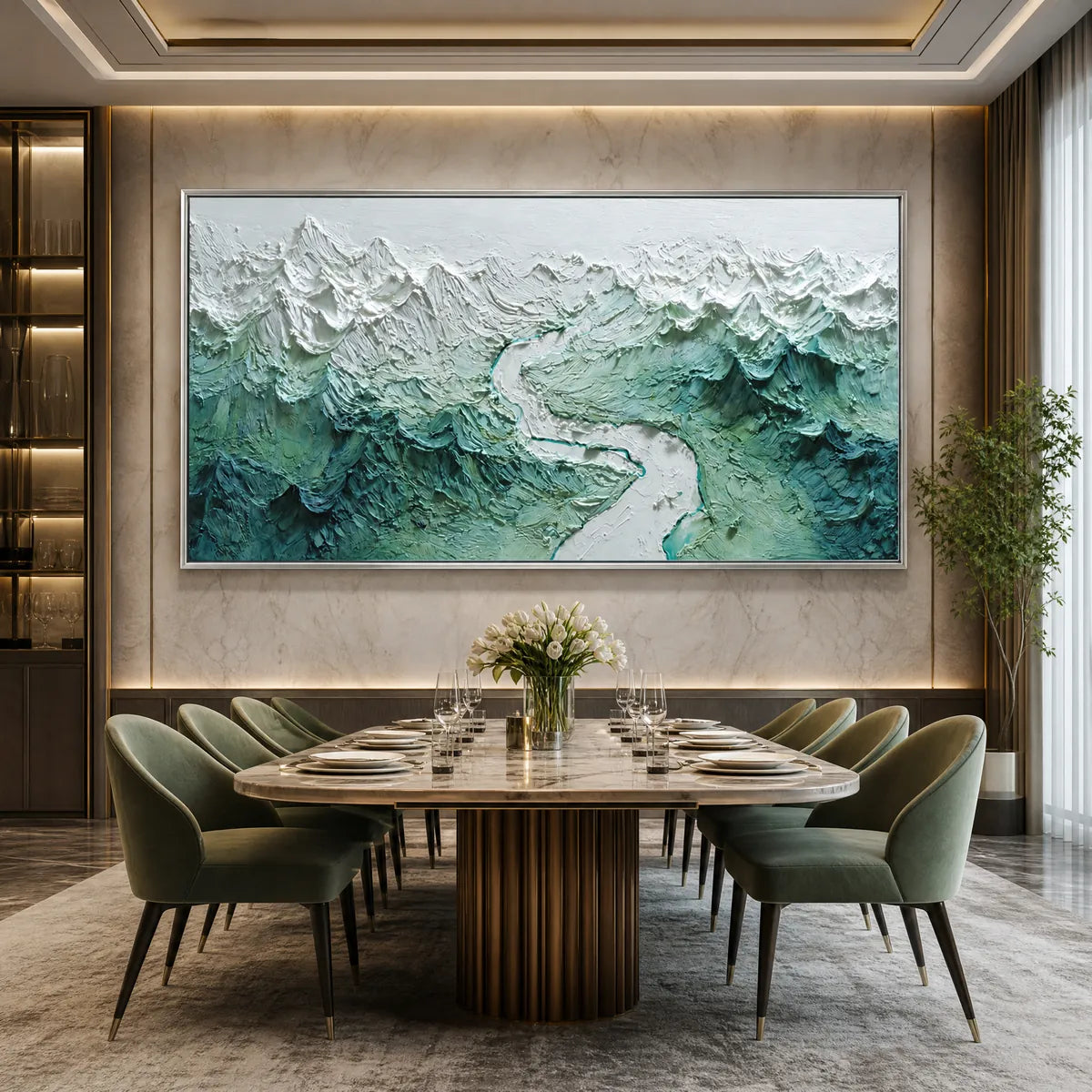 ALPINE CURRENT: Textured Impasto Mountain River Landscape