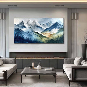 ALPINE MAJESTY: Textured Impasto Mountain Range Landscape Painting