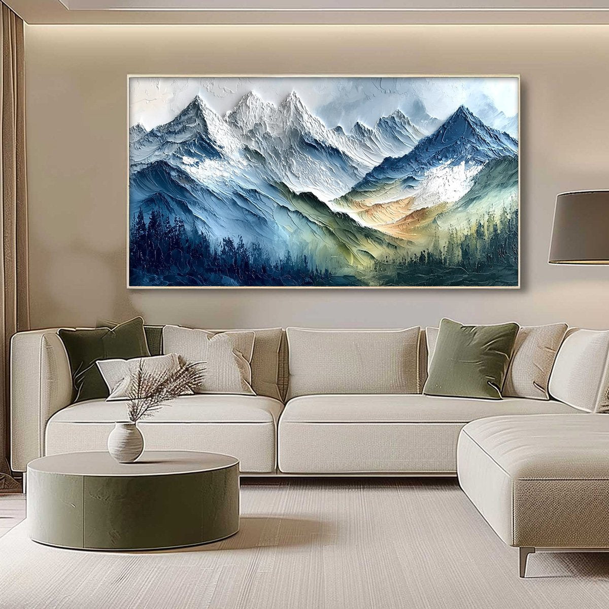 ALPINE MAJESTY: Textured Impasto Mountain Range Landscape Painting