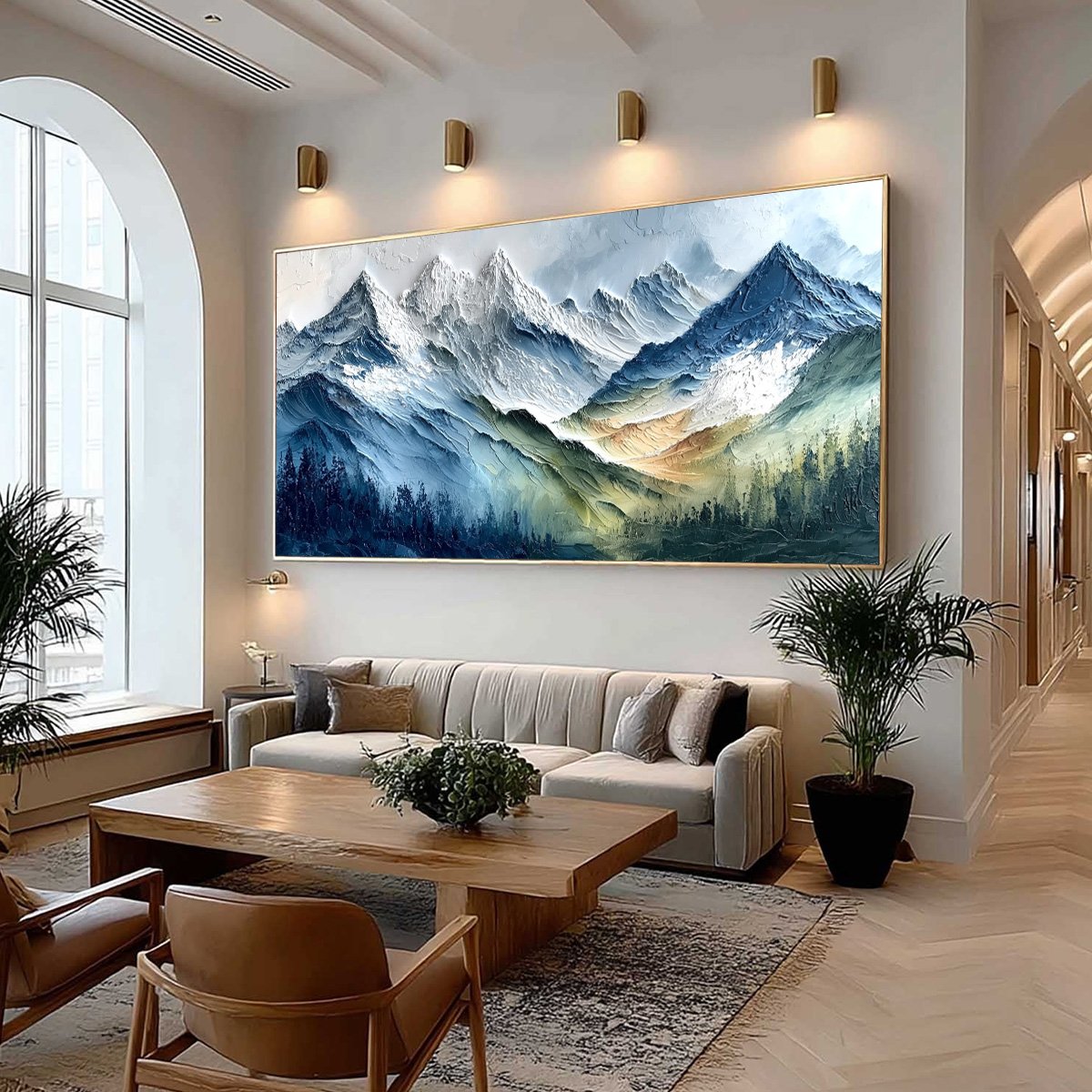 ALPINE MAJESTY: Textured Impasto Mountain Range Landscape Painting