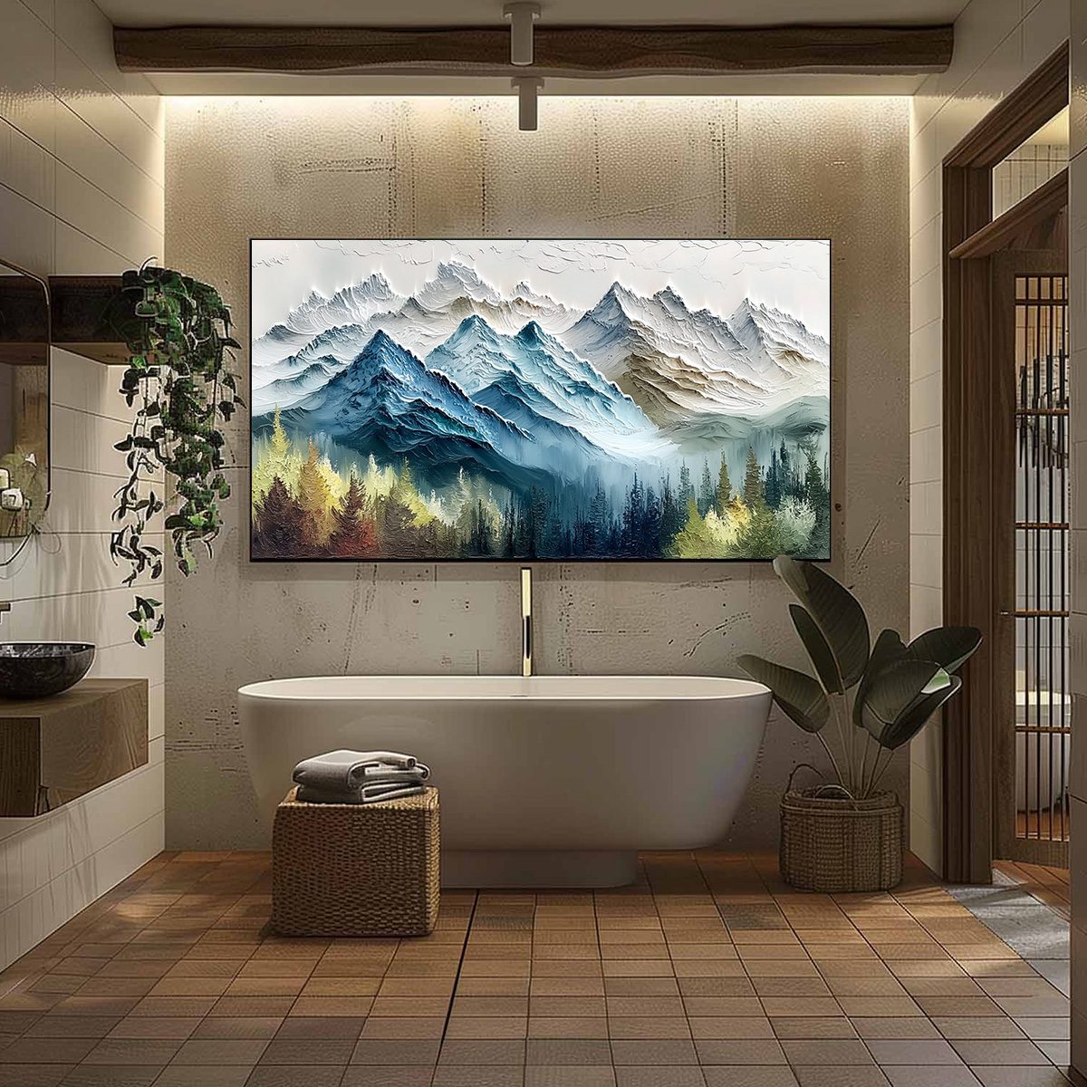 ALPINE MAJESTY: Textured Mountain and Forest Landscape Painting