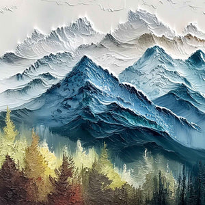 ALPINE MAJESTY: Textured Mountain and Forest Landscape Painting