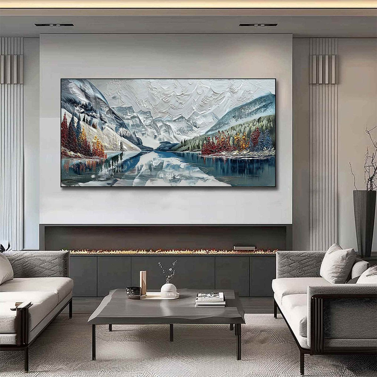 ALPINE REFLECTION: Textured Palette Knife Mountain & Lake Landscape Painting