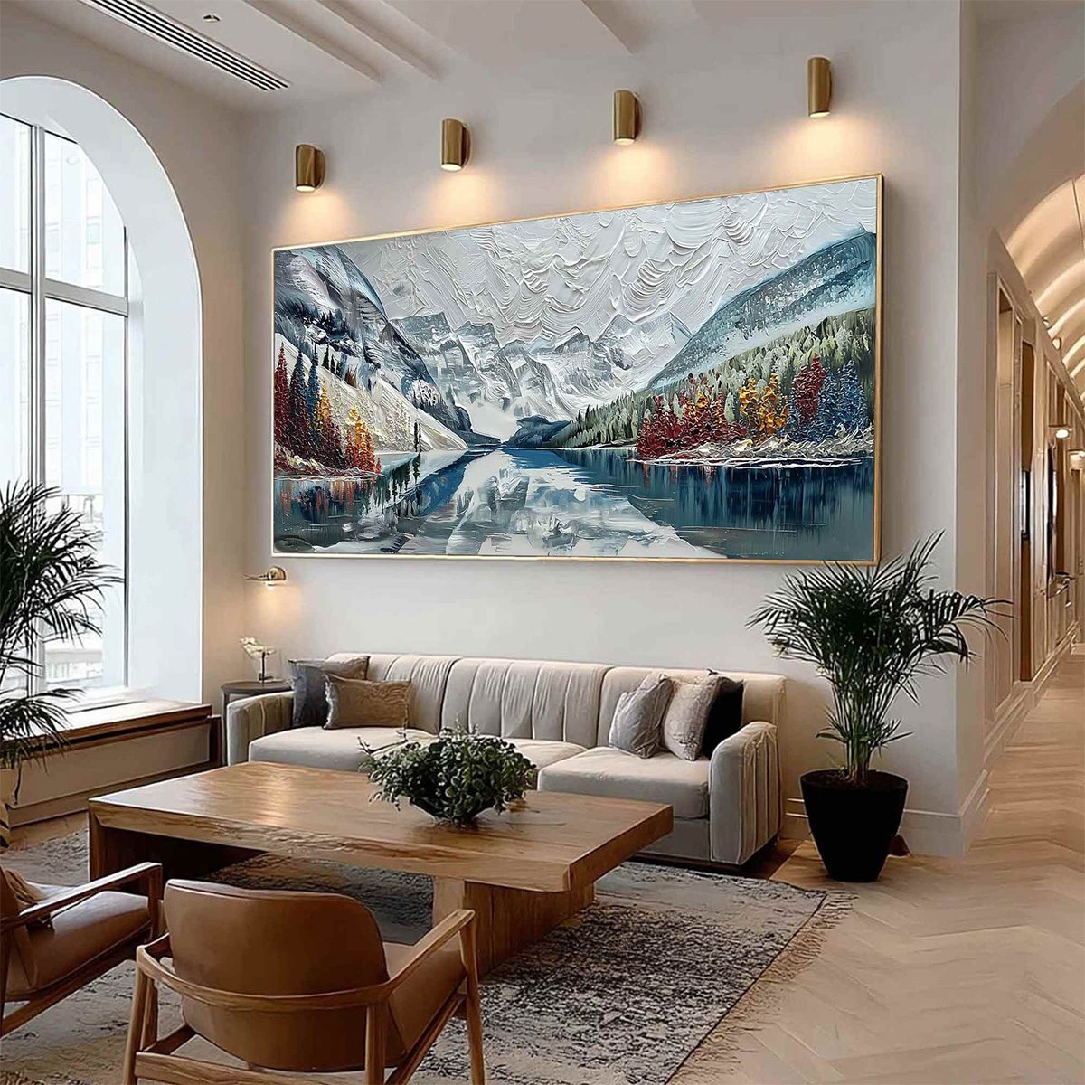 ALPINE REFLECTION: Textured Palette Knife Mountain & Lake Landscape Painting