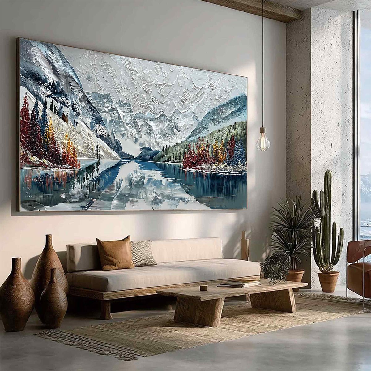 ALPINE REFLECTION: Textured Palette Knife Mountain & Lake Landscape Painting