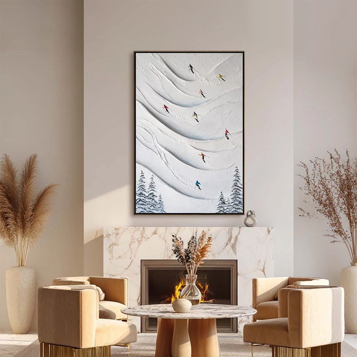 ALPINE RUSH: Textured Impasto Skiing & Mountain Sports Painting