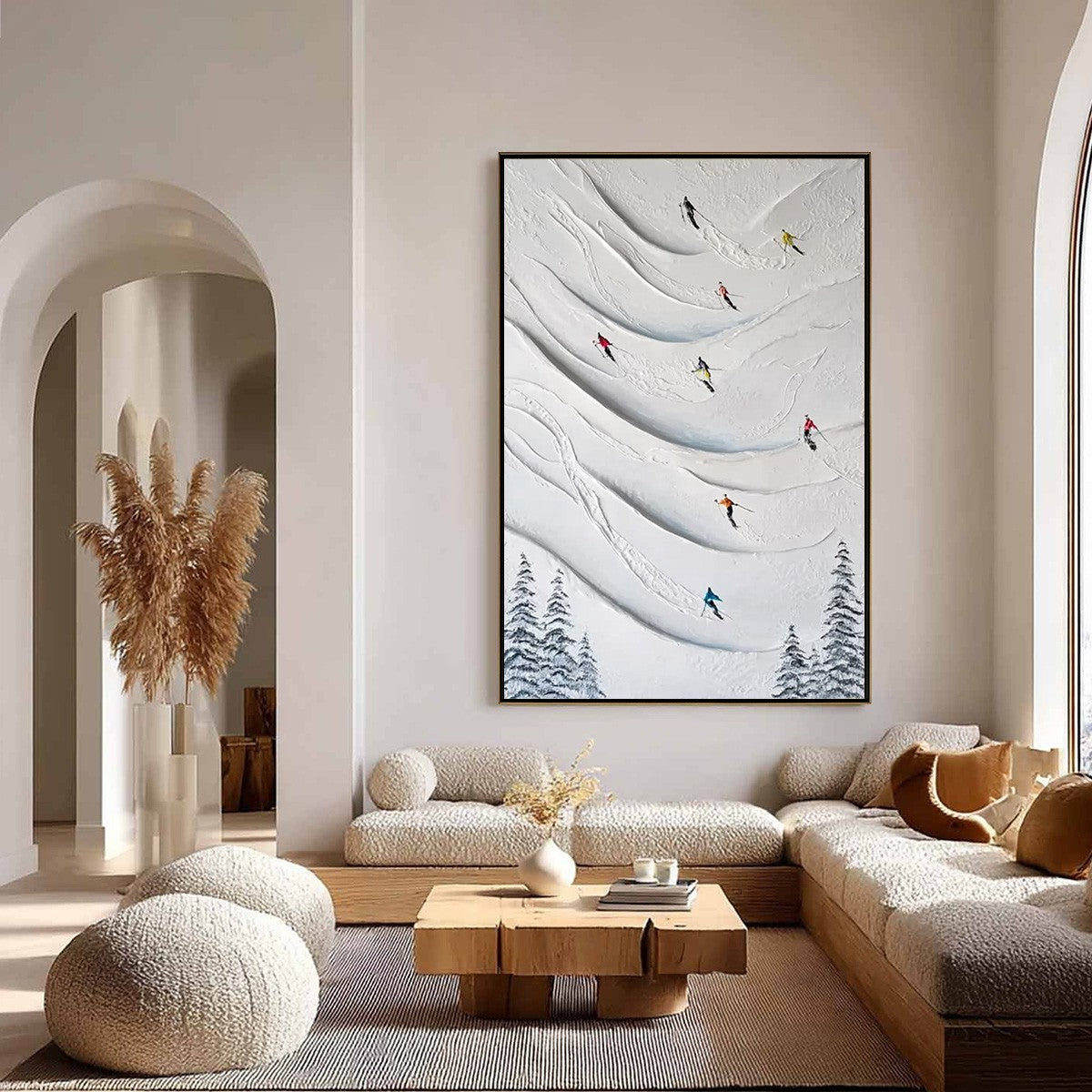 ALPINE RUSH: Textured Impasto Skiing & Mountain Sports Painting