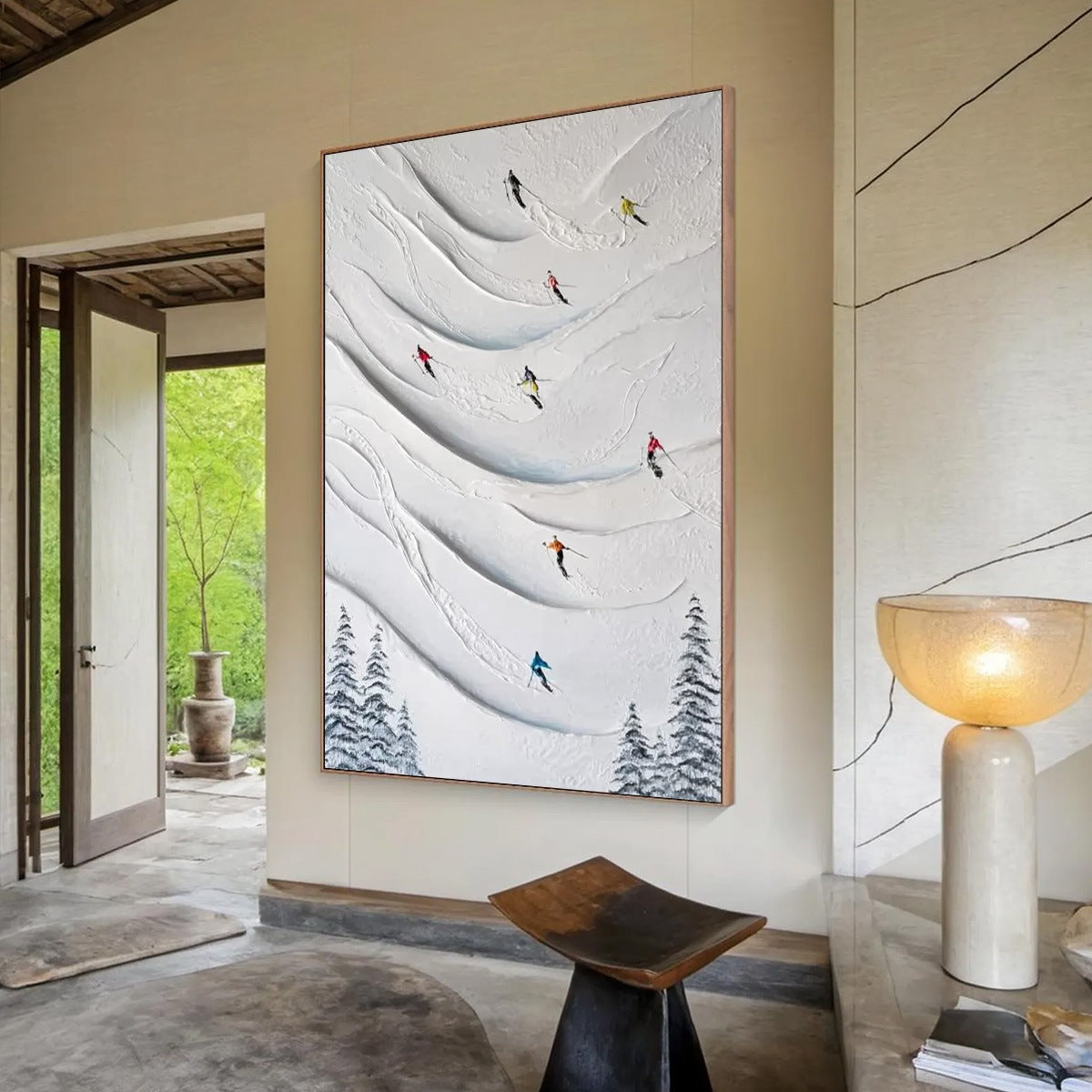 ALPINE RUSH: Textured Impasto Skiing & Mountain Sports Painting