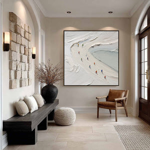 ALPINE RUSH: Textured Impasto Style Skiing Sports Painting