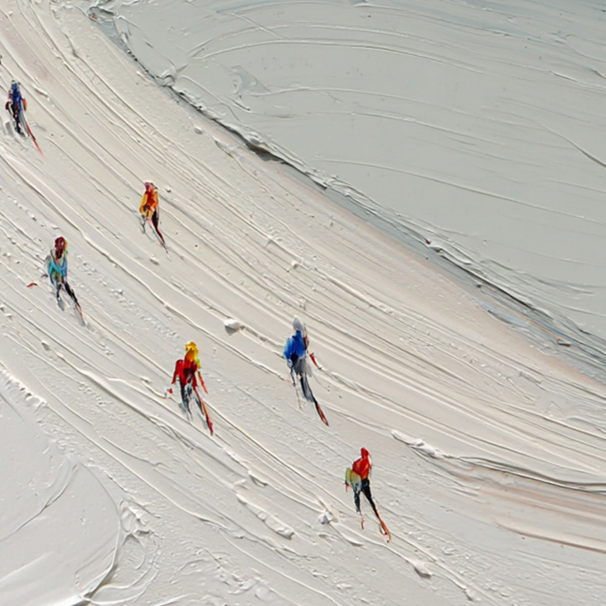 ALPINE RUSH: Textured Impasto Style Skiing Sports Painting