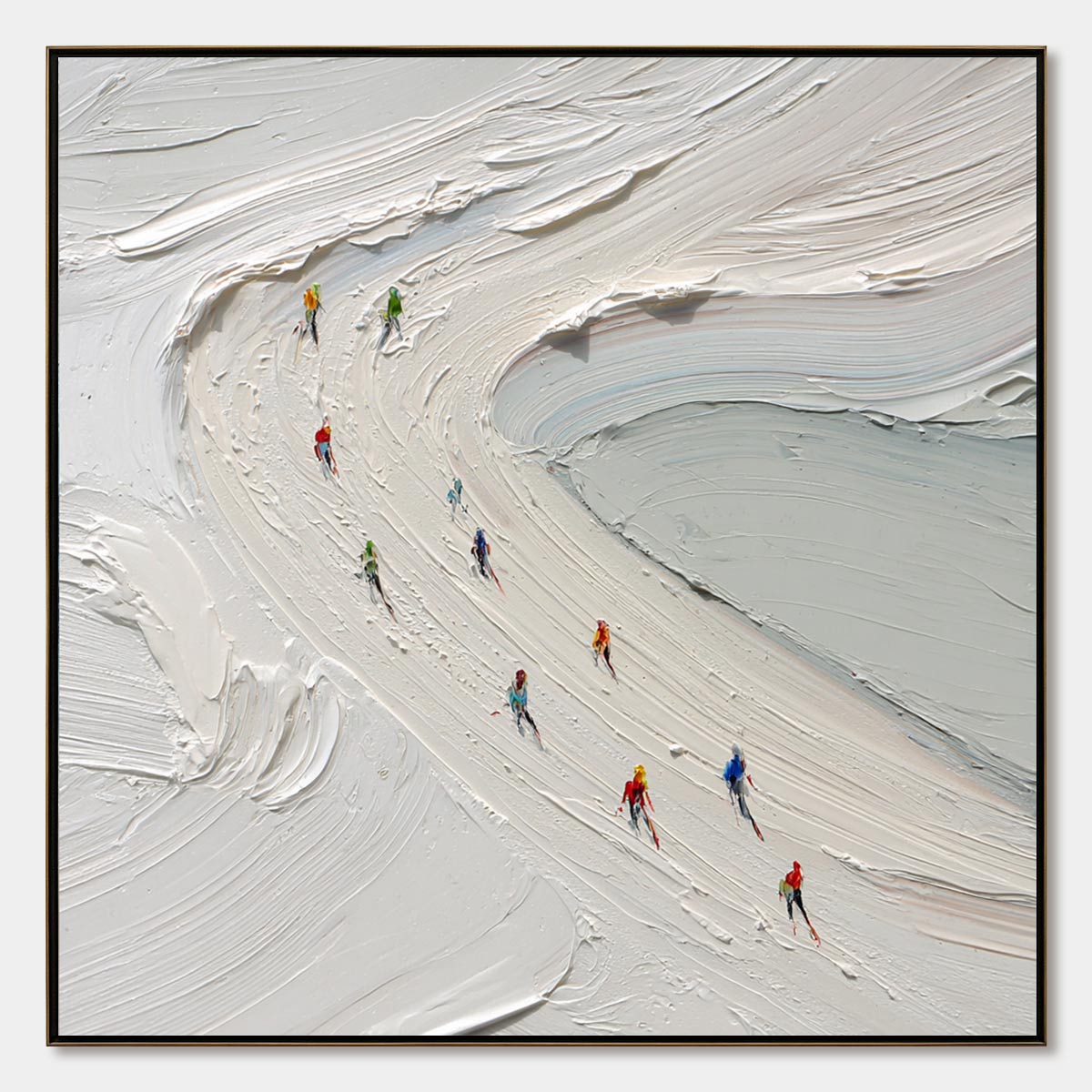 ALPINE RUSH: Textured Impasto Style Skiing Sports Painting