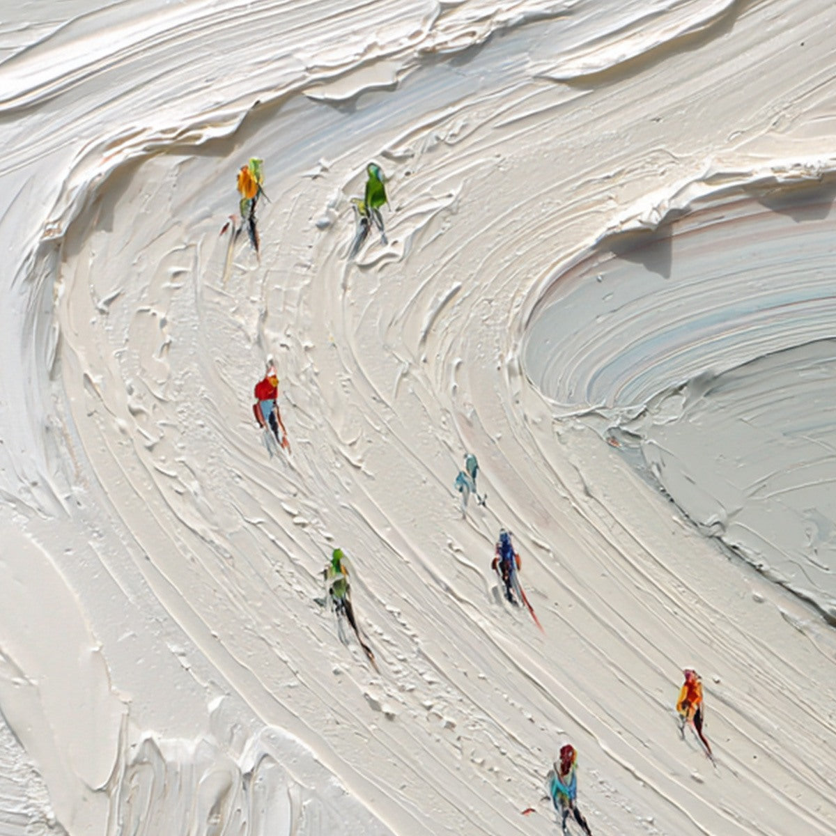 ALPINE RUSH: Textured Impasto Style Skiing Sports Painting