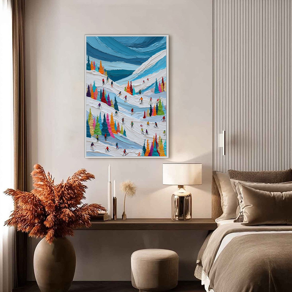 ALPINE RUSH: Vibrant Textured Ski Slope Painting