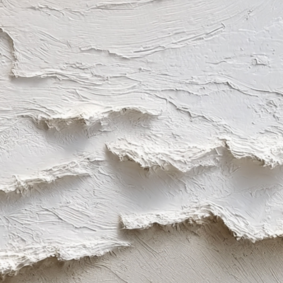 ALPINE WHISPERS: Textured White Abstract Oil Painting