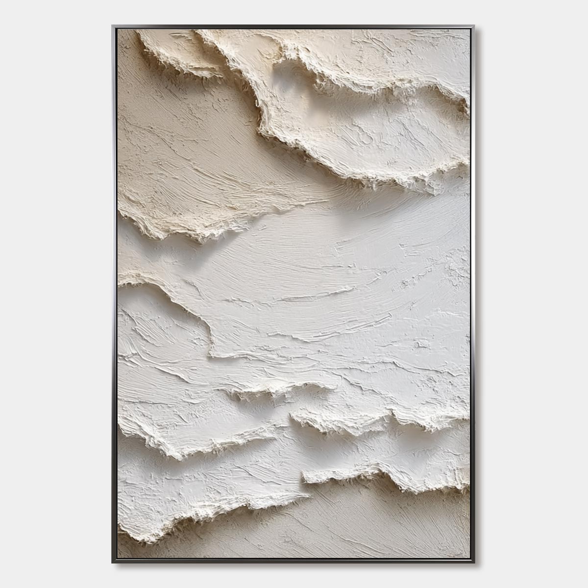 ALPINE WHISPERS Textured White Abstract Oil Painting