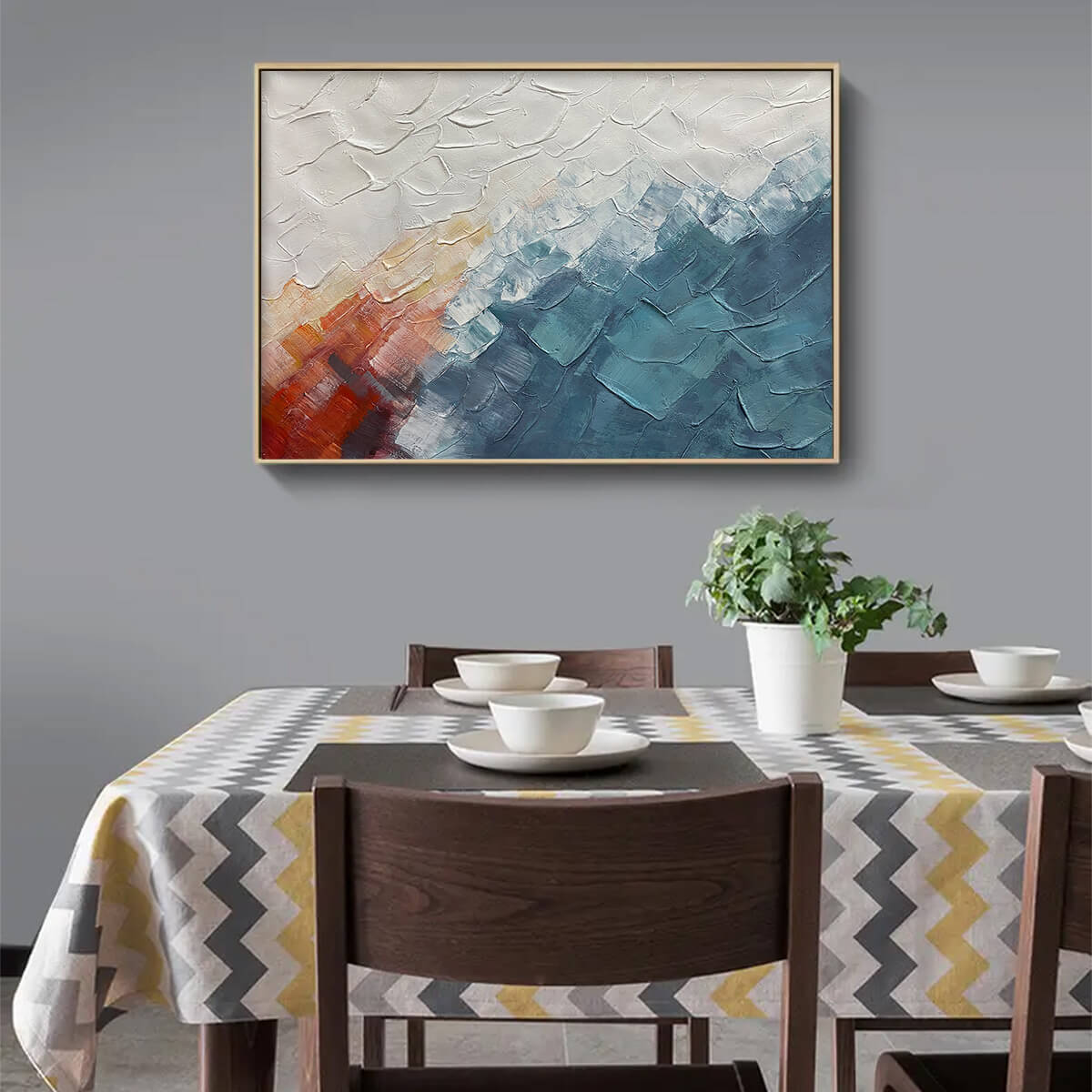 ALPINE GLOW: Abstract Mountain Impasto Oil Painting