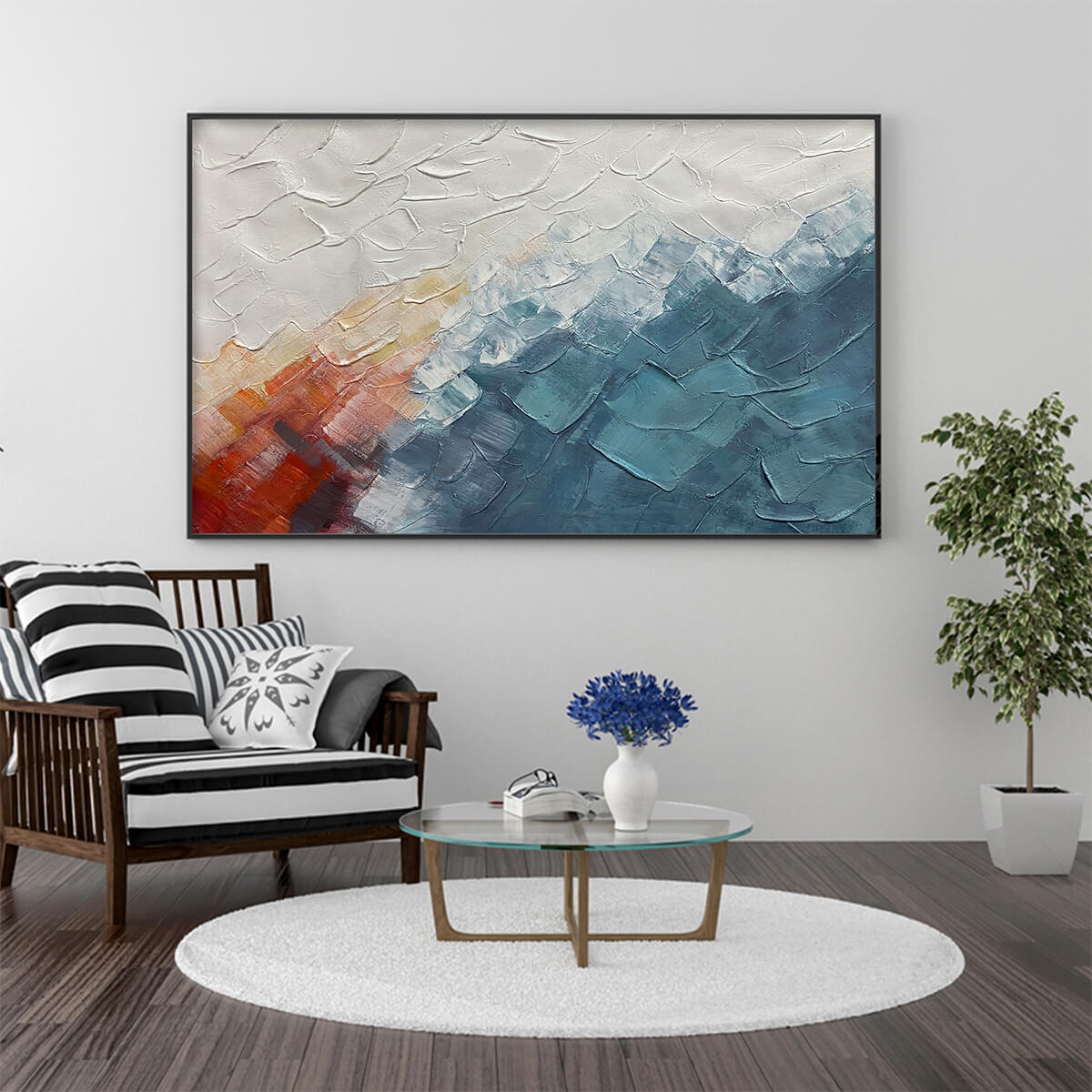 ALPINE GLOW: Abstract Mountain Impasto Oil Painting