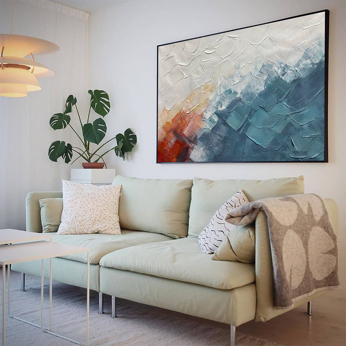 ALPINE GLOW: Abstract Mountain Impasto Oil Painting