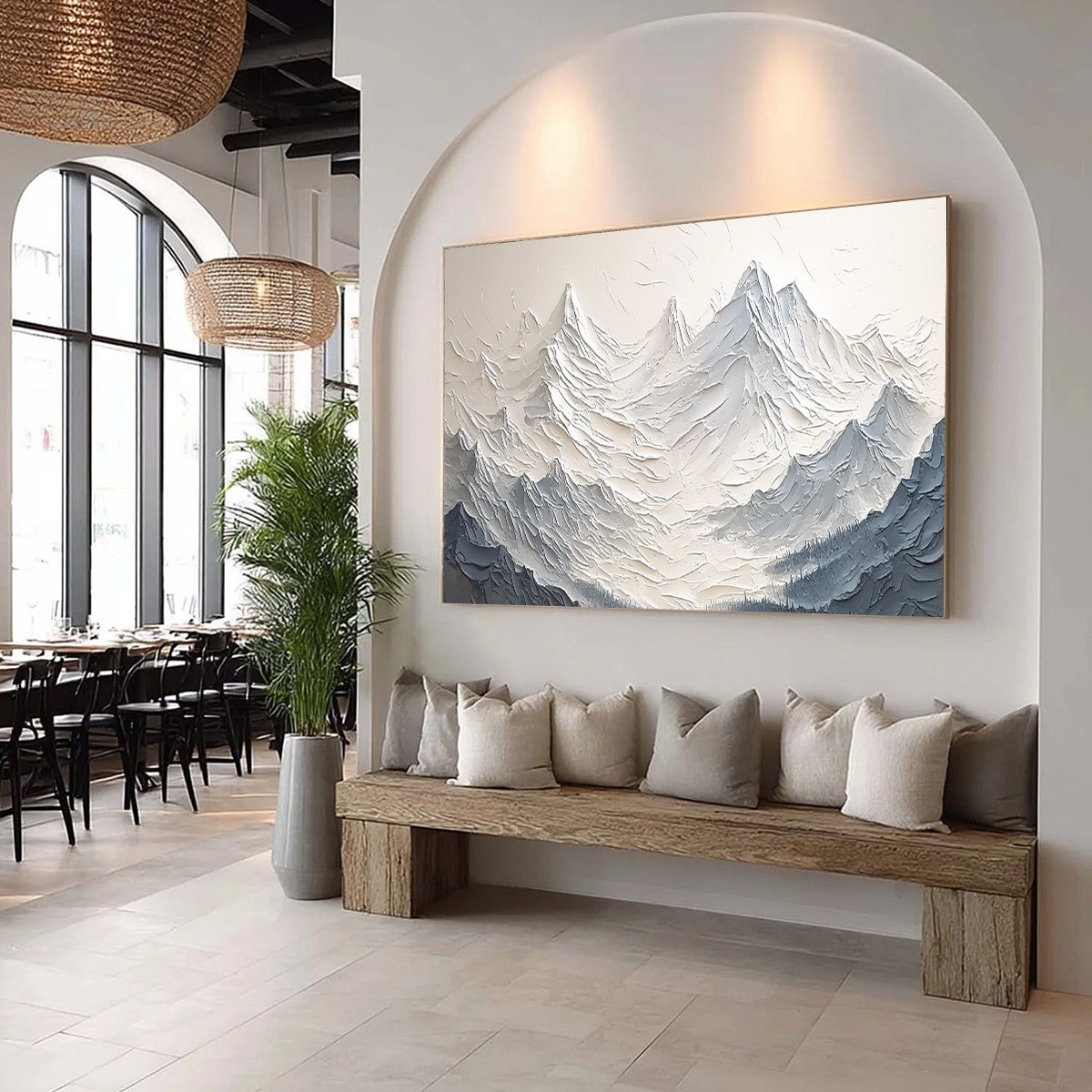 ALPINE MAJESTY: Textured Minimalist Mountain Painting