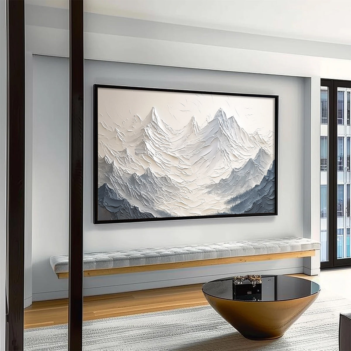ALPINE MAJESTY: Textured Minimalist Mountain Painting