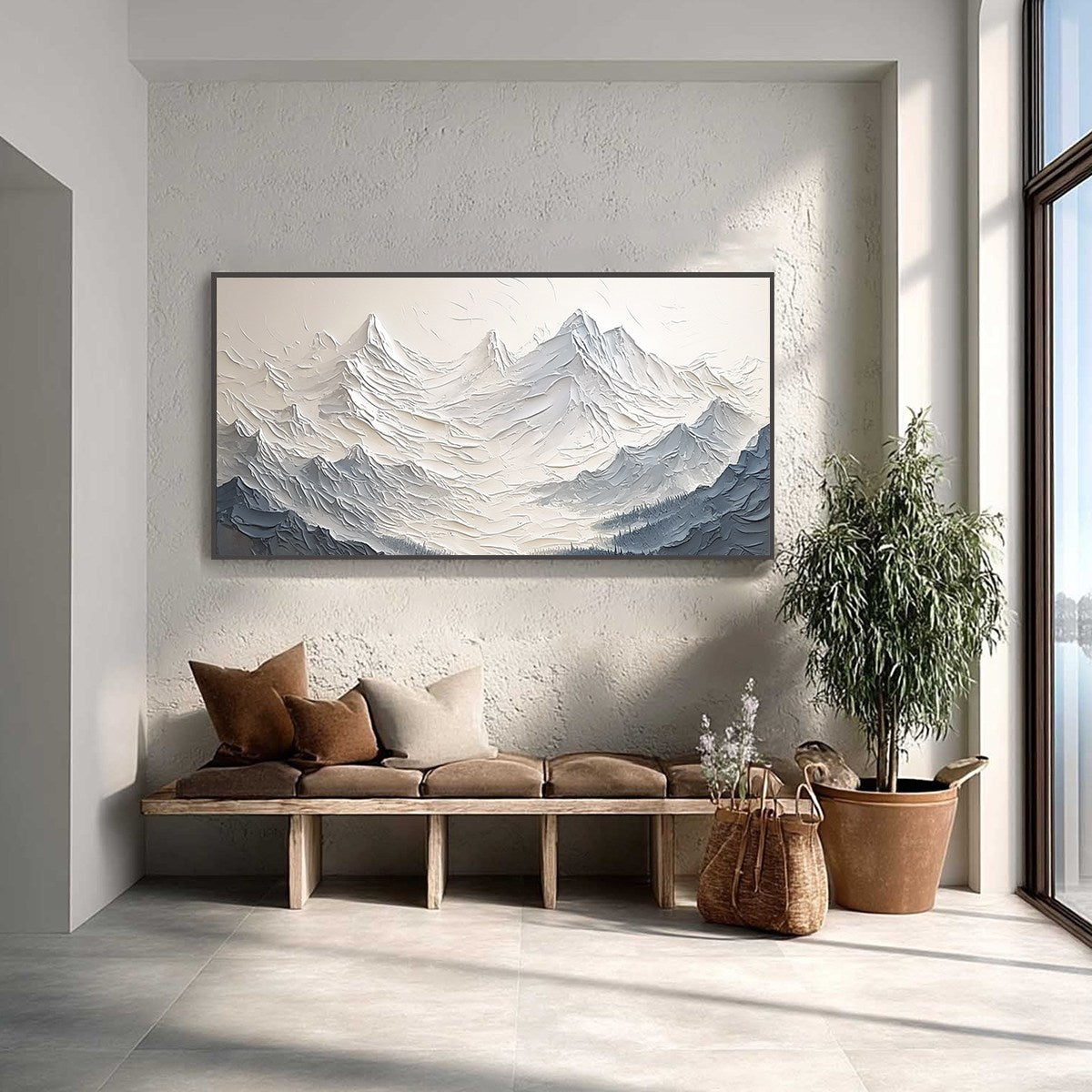 ALPINE MAJESTY: Textured Minimalist Mountain Painting