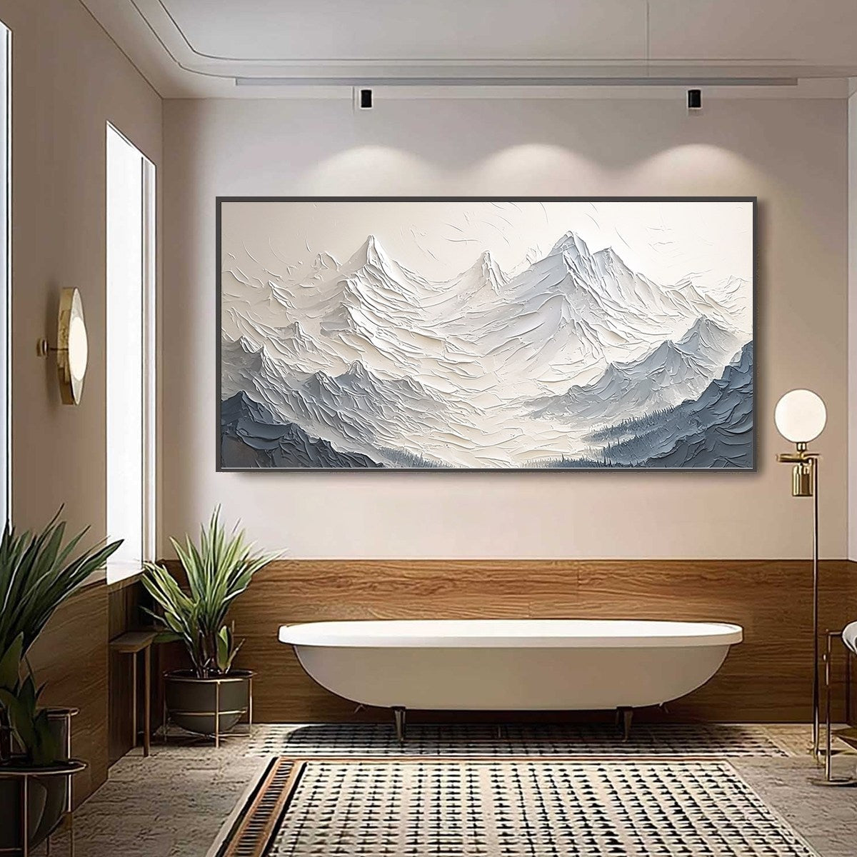 ALPINE MAJESTY: Textured Minimalist Mountain Painting