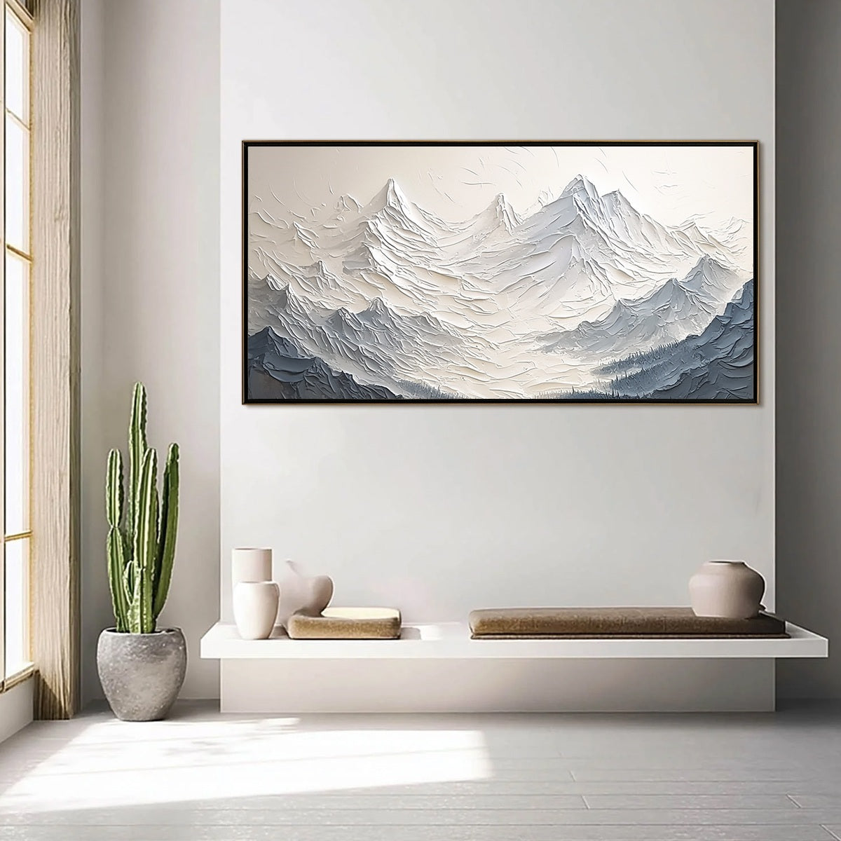 ALPINE MAJESTY: Textured Minimalist Mountain Painting