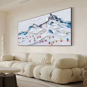 Sports Painting, Winter Decor, Impasto, Textured Wall Art