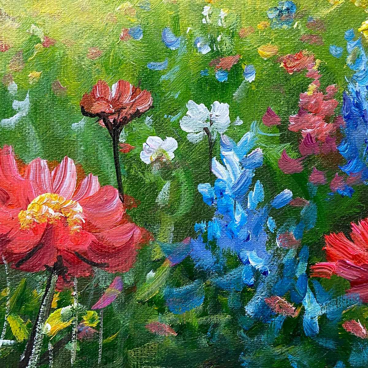 Colorful Landscape Oil Painting | Mountain Flower Wall Art