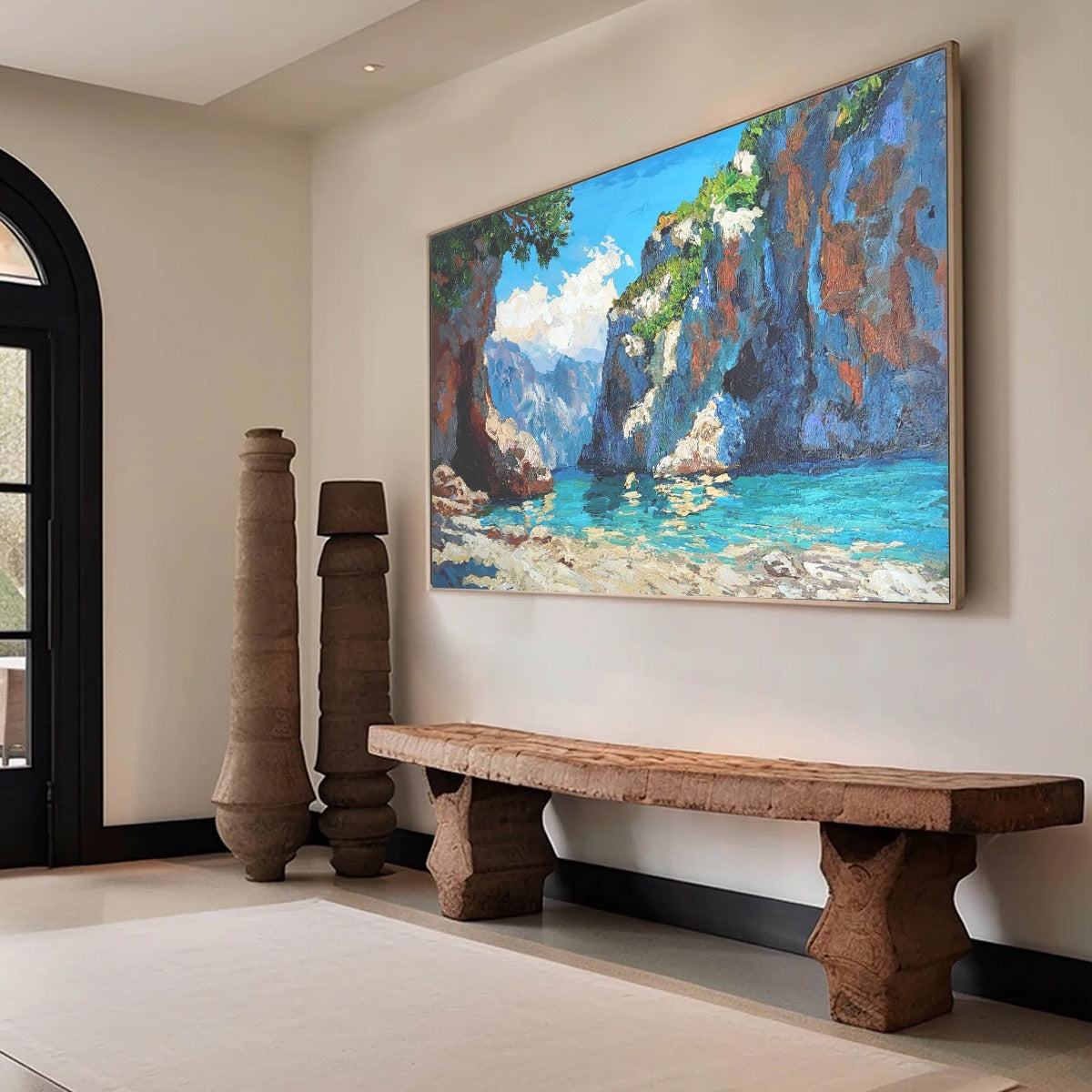 AMALFI COVE: Impasto Coastal Landscape Oil Painting