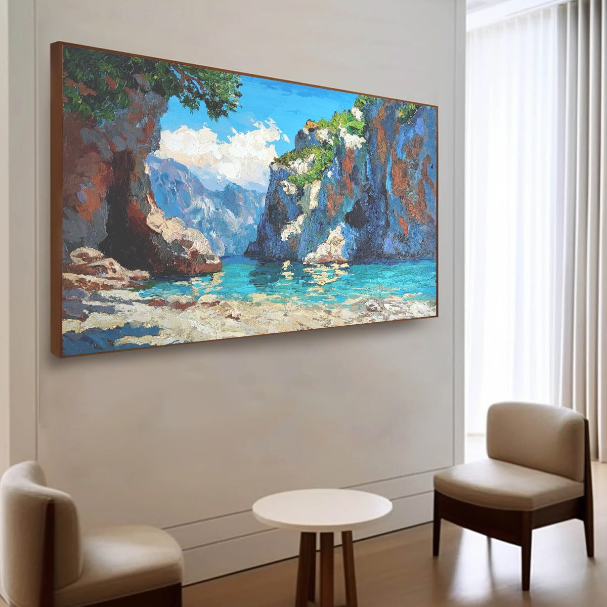 AMALFI COVE: Impasto Coastal Landscape Oil Painting