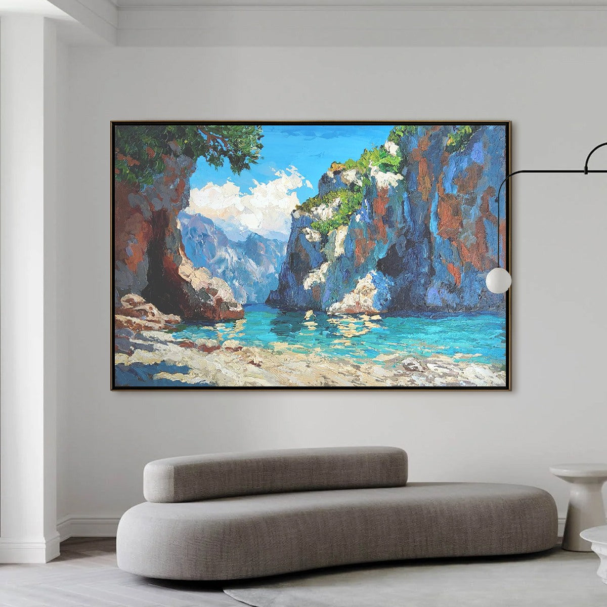 AMALFI COVE: Textured Impasto Seascape Oil Painting on Canvas
