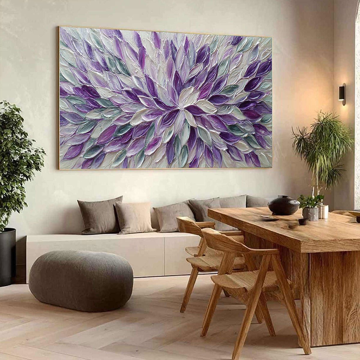 AMETHYST BLOOM Textured Impasto Floral Oil Painting