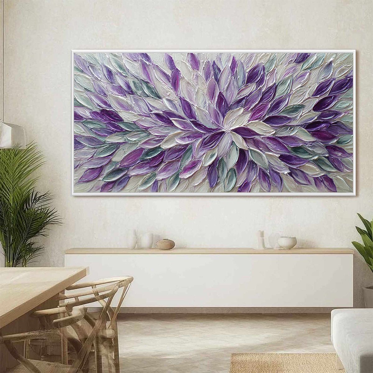 AMETHYST BLOOM Textured Impasto Floral Oil Painting