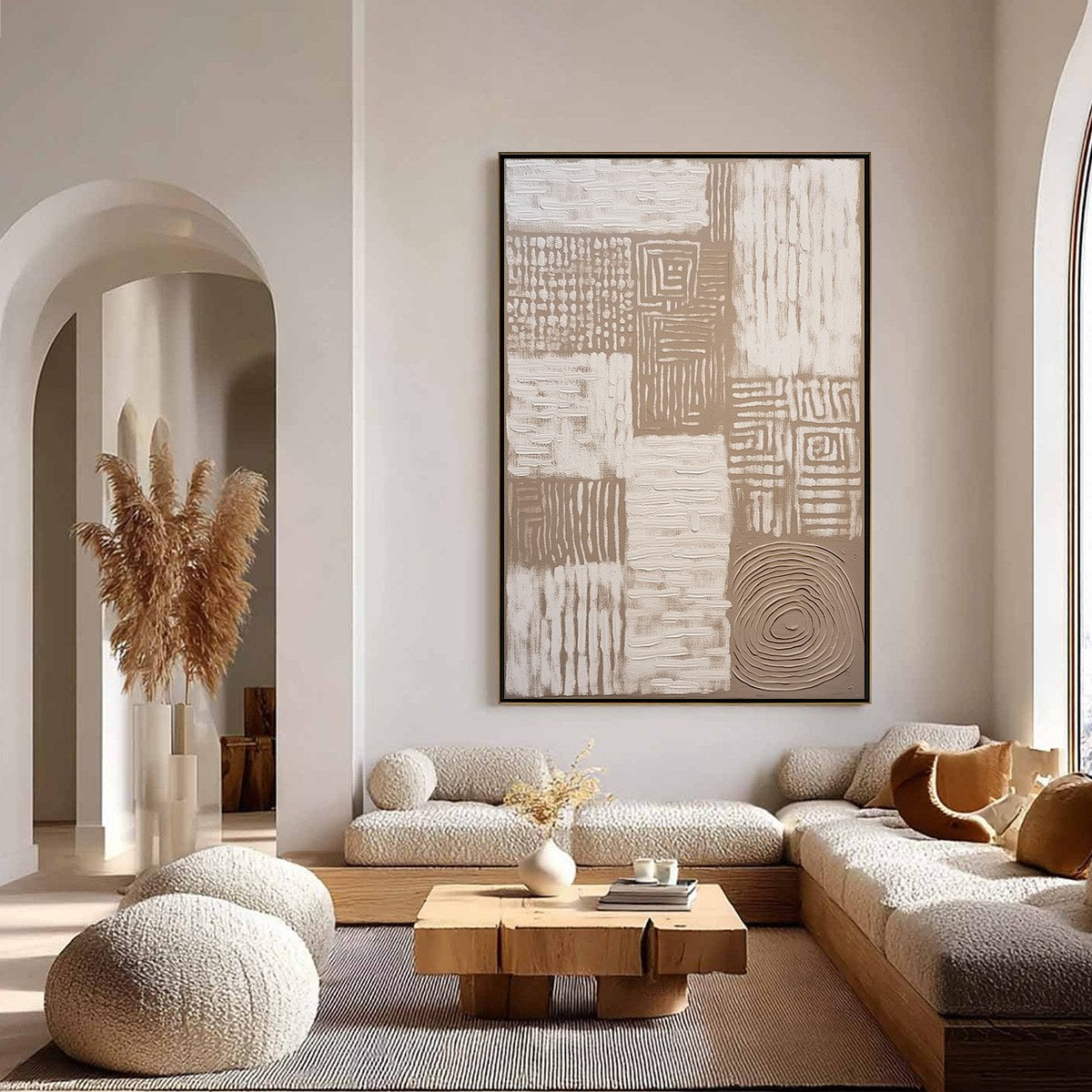 ANCIENT ECHOES: Textured Wabi Sabi Abstract Painting in Neutral Tones