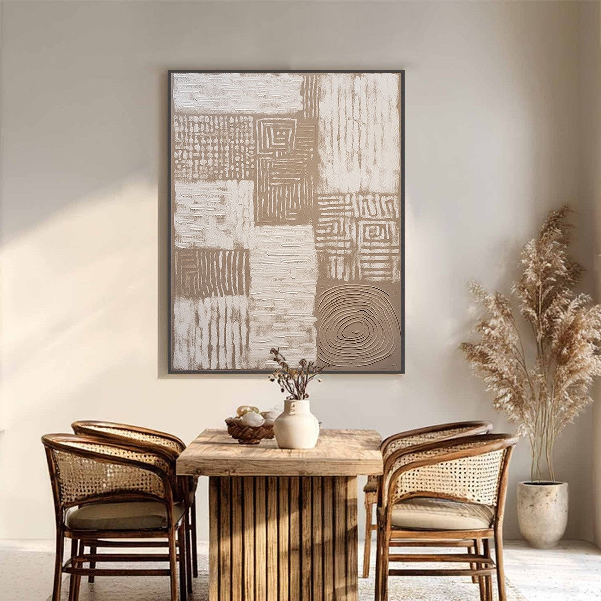ANCIENT ECHOES: Textured Wabi Sabi Abstract Painting in Neutral Tones
