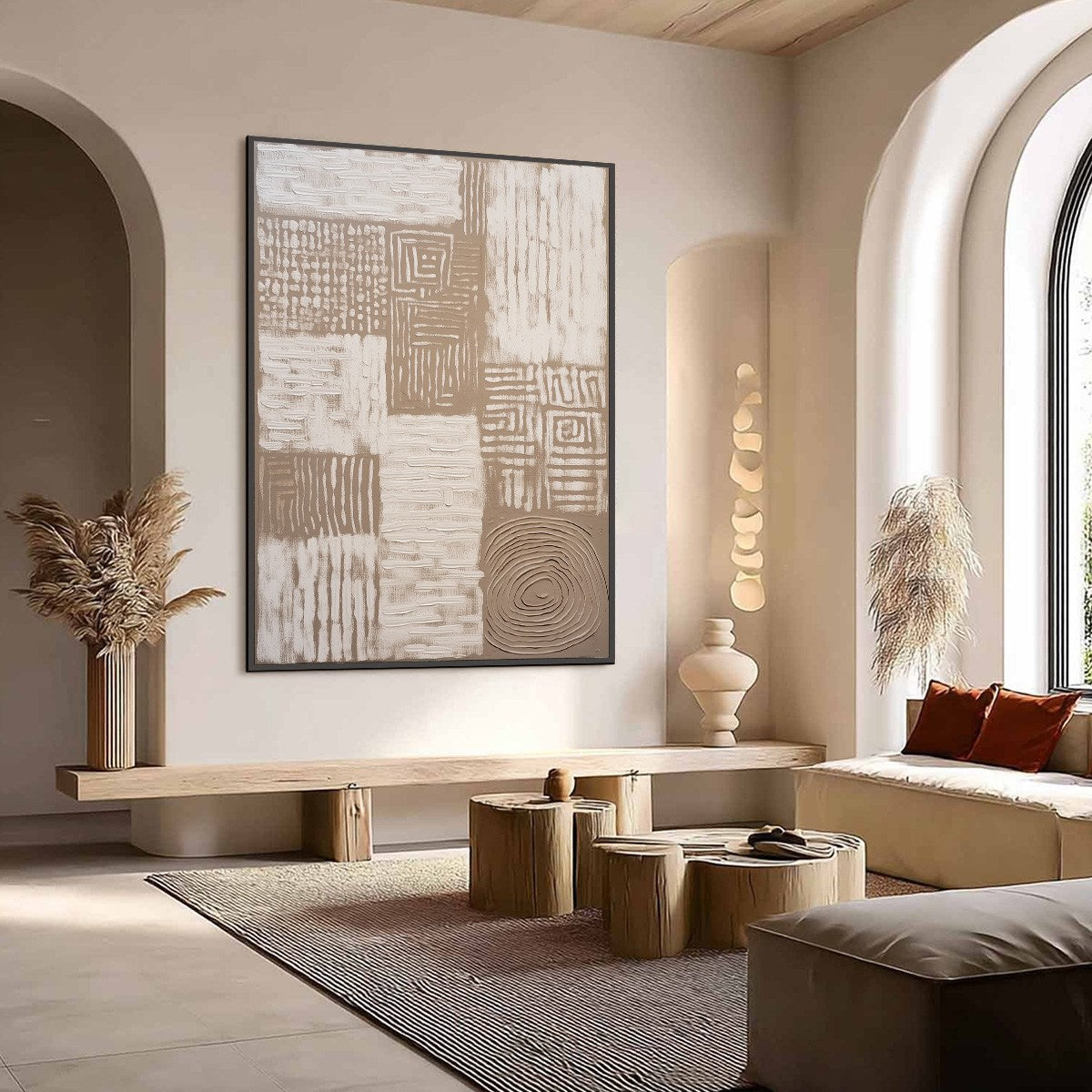 ANCIENT ECHOES: Textured Wabi Sabi Abstract Painting in Neutral Tones