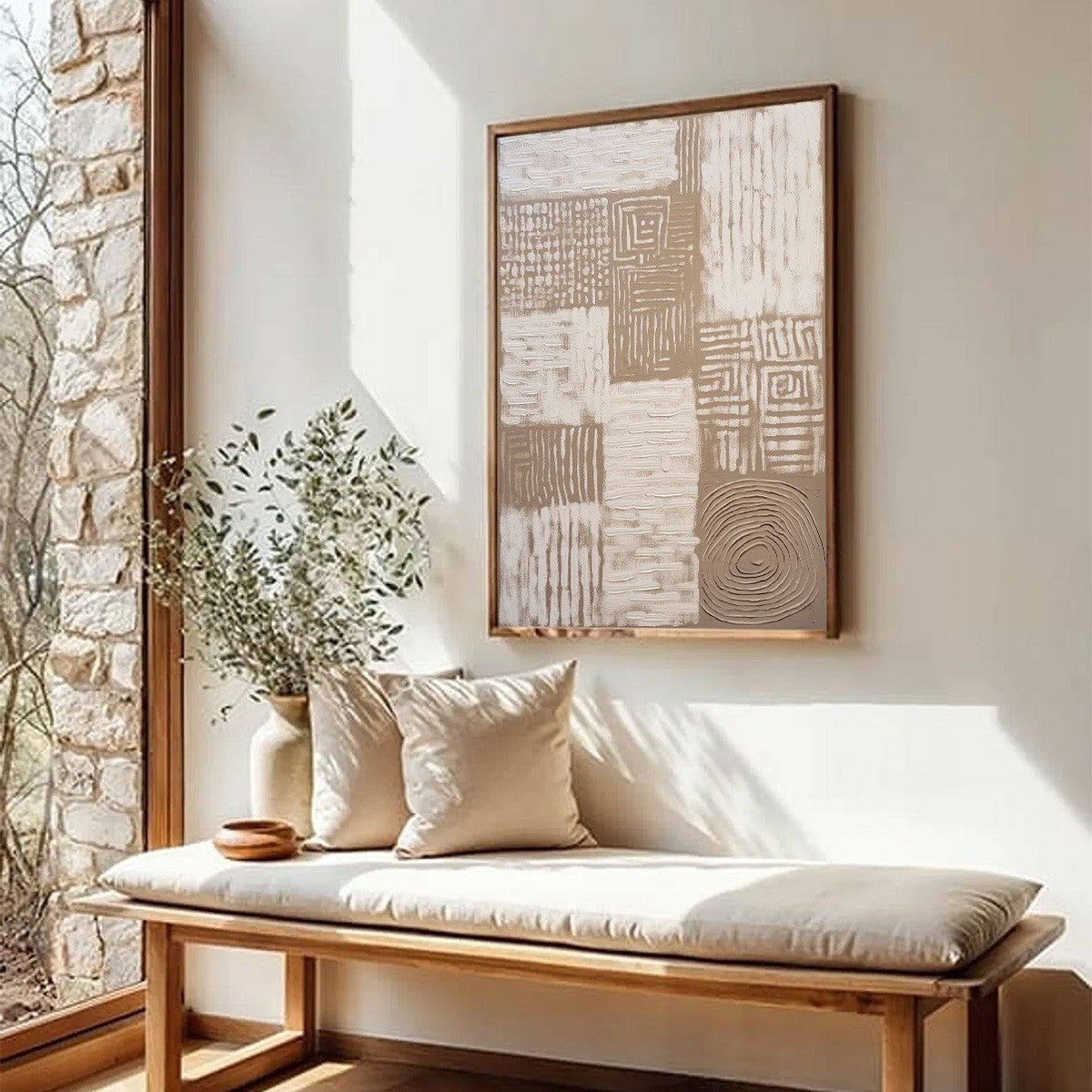 ANCIENT ECHOES: Textured Wabi Sabi Abstract Painting in Neutral Tones