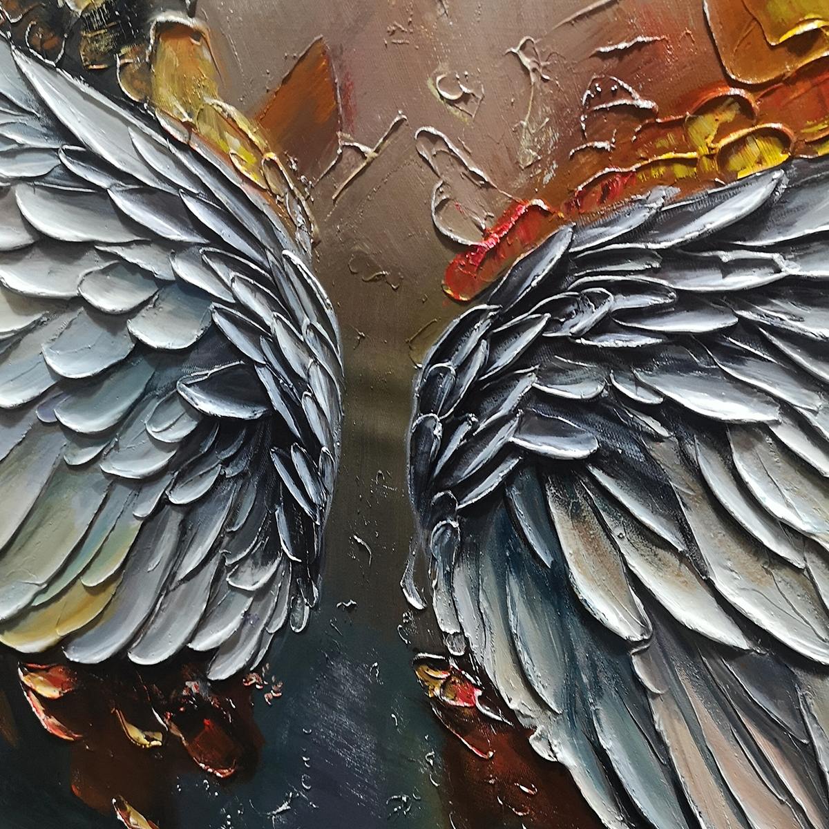 Angelic Wings: Original Symbolic Oil Painting - Textured Angel