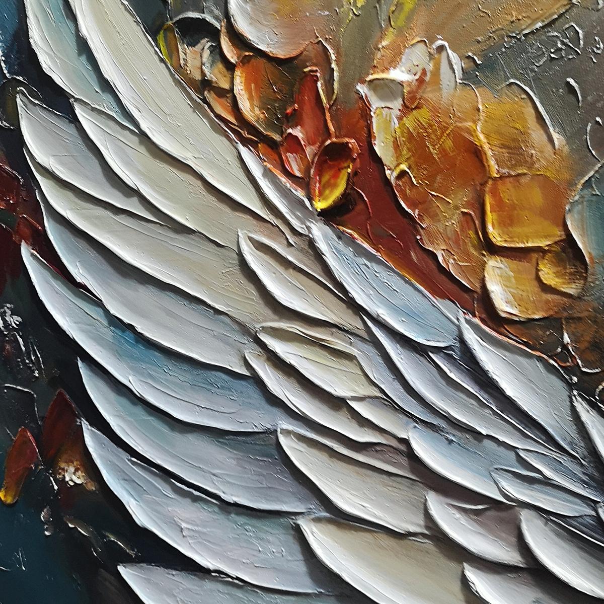 Angelic Wings: Original Symbolic Oil Painting - Textured Angel