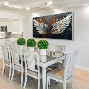 Angelic Wings: Original Symbolic Oil Painting - Textured Angel Wings Wall Art Decor