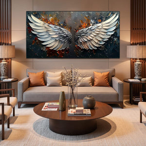 Angelic Wings: Original Symbolic Oil Painting - Textured Angel Wings Wall Art Decor