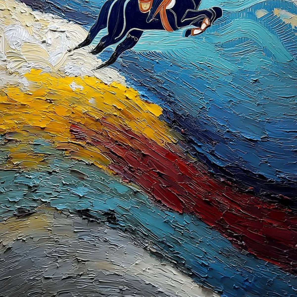 APEX JUMP: Dynamic Textured Equestrian Horse Jumping Painting