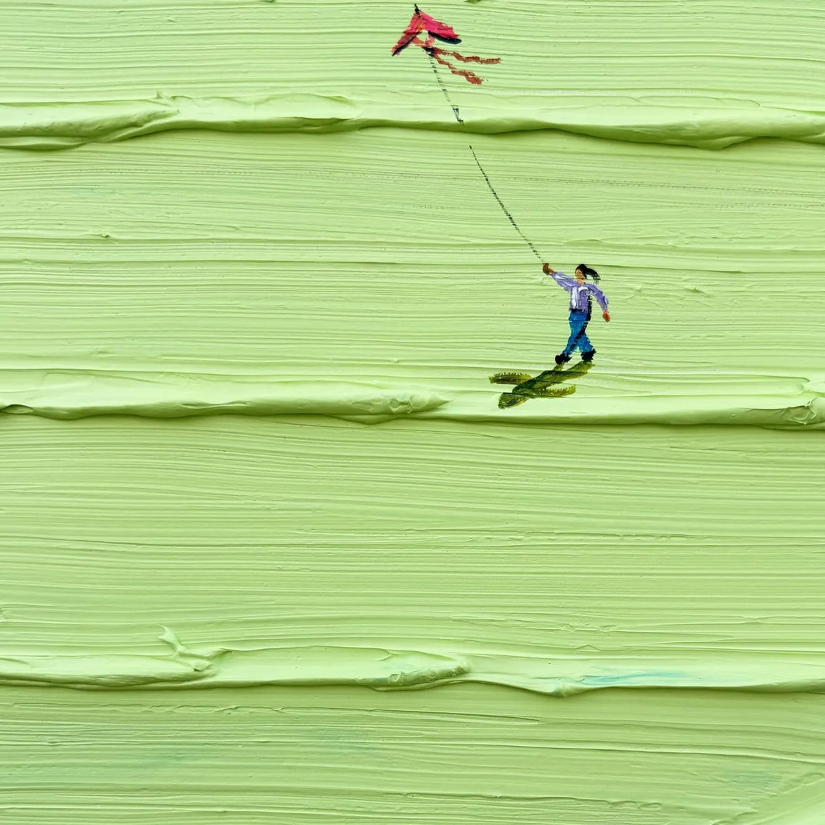 AQUA PROMENADE: Minimalist Poolside Cityscape Oil Painting