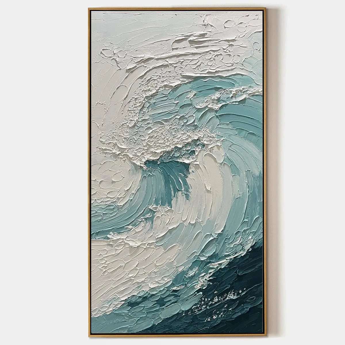 Textured Ocean Wave Painting, Vertical Canvas, Coastal Wall Art