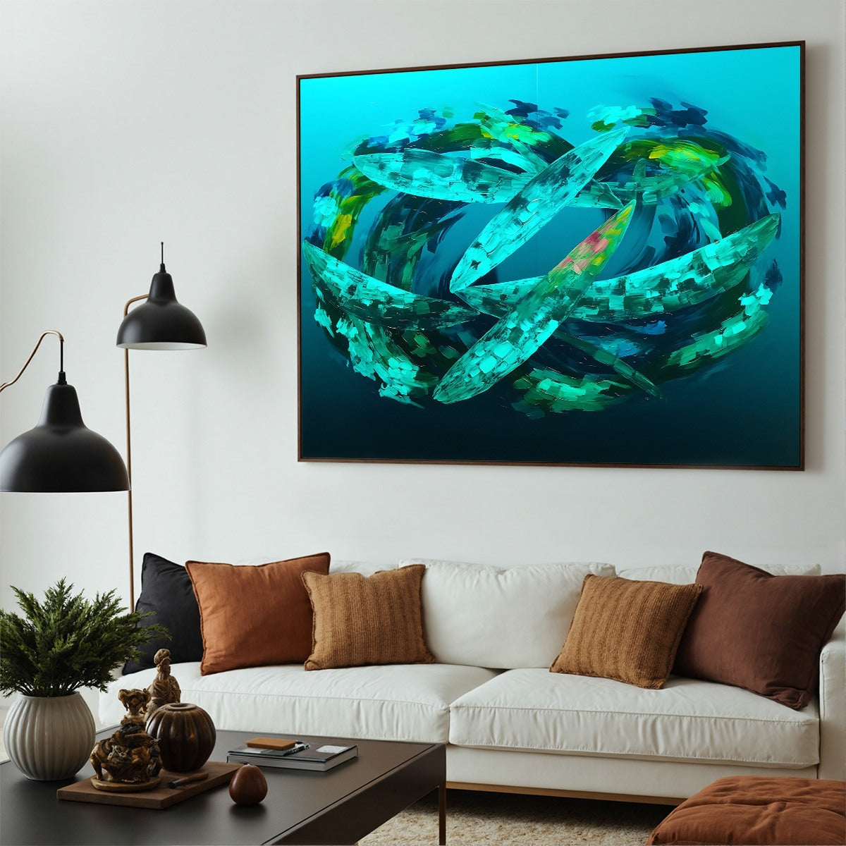 AQUAMARINE DREAM: Textured Abstract Oil Painting in Blues & Greens