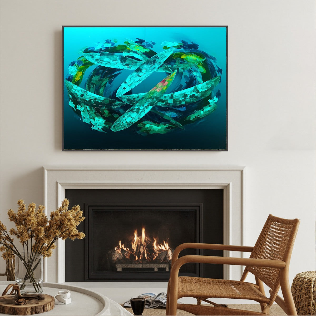 AQUAMARINE DREAM: Textured Abstract Oil Painting in Blues & Greens